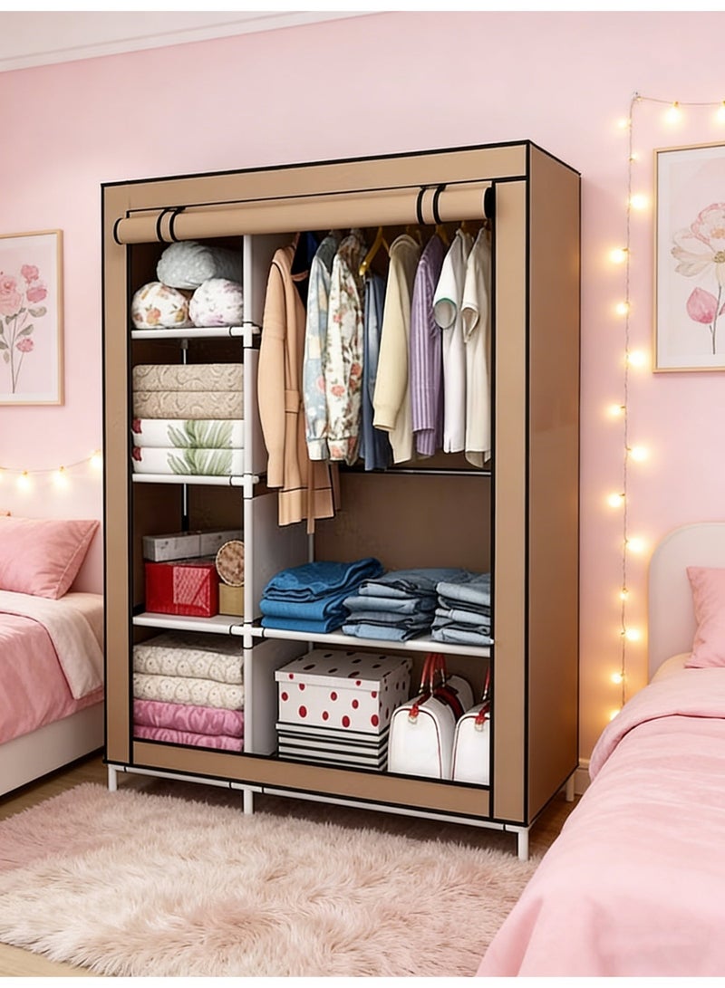 حصريا دولاب تخزين ملابس قماش, خزانة ملابس قماش بني - Image 1